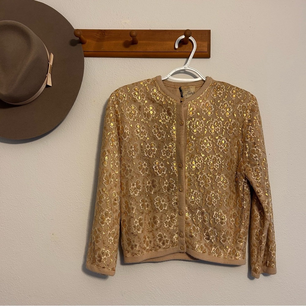Vintage Gold Lace Women's Cardigan